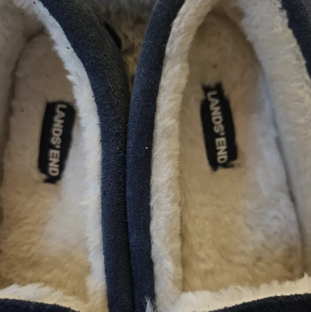 Lands' End Kids Navy Suede Loafers - Sz 4, Cozy, Durable, Unisex